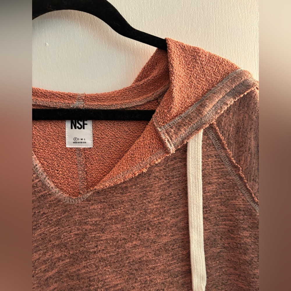 NSF Women's Orange Heather Short Sleeve Hoodie - Picture 2 of 2